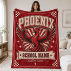 Personalized School Mascot Shield Blanket, Proud Fan Spirit Gift