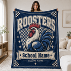 Personalized School Mascot Shield Blanket, Proud Fan Spirit Gift