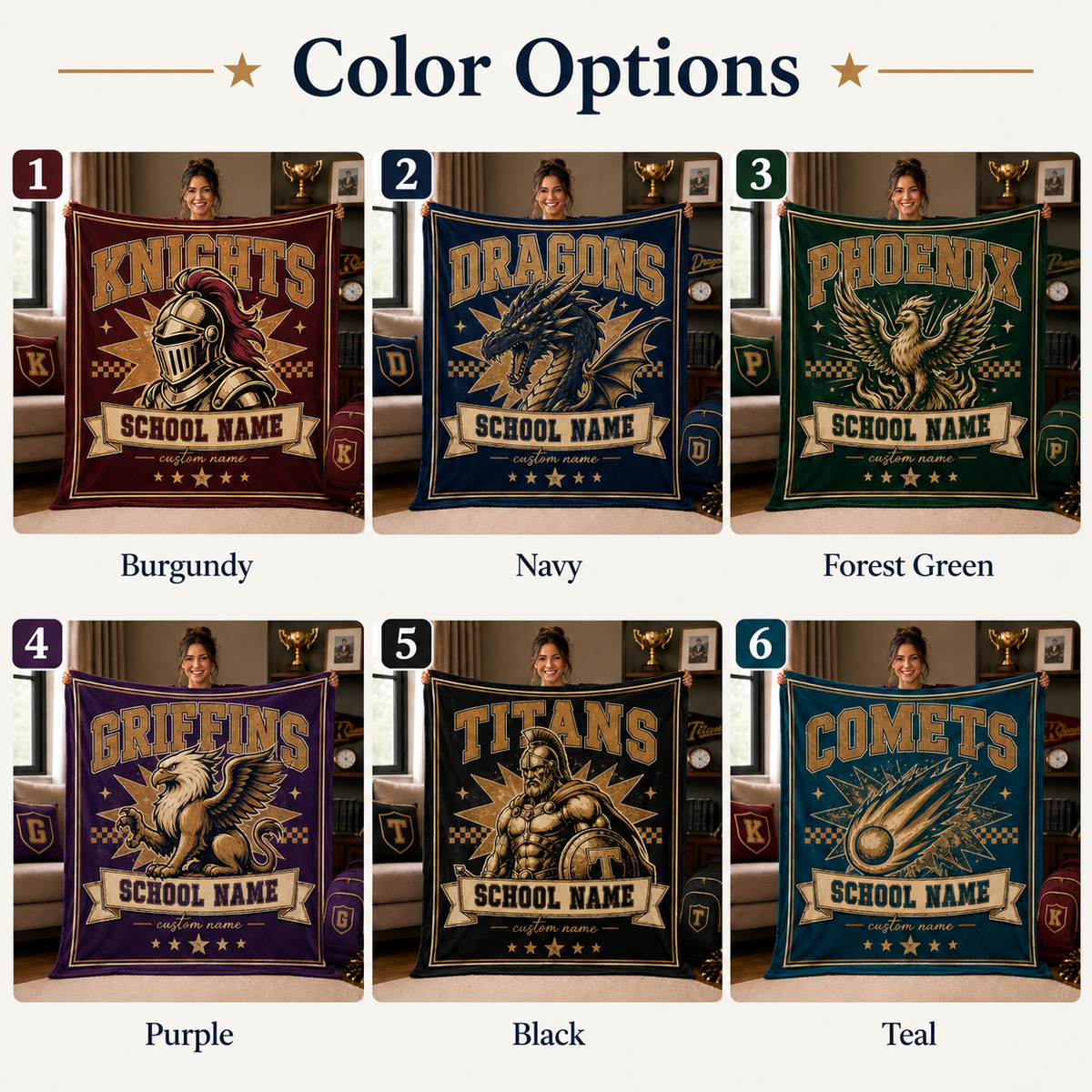 Personalized Mascot Shield Fleece Blanket, Game Day Stadium Throw