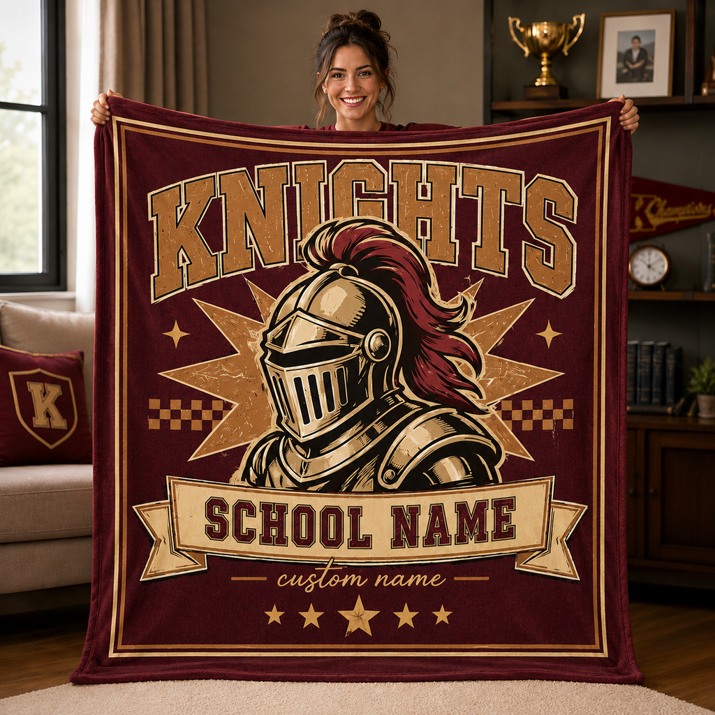 Personalized Mascot Shield Fleece Blanket, Game Day Stadium Throw