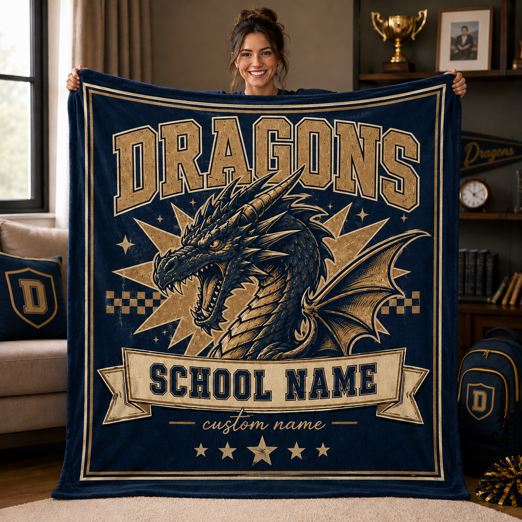 Personalized Mascot Shield Fleece Blanket, Game Day Stadium Throw