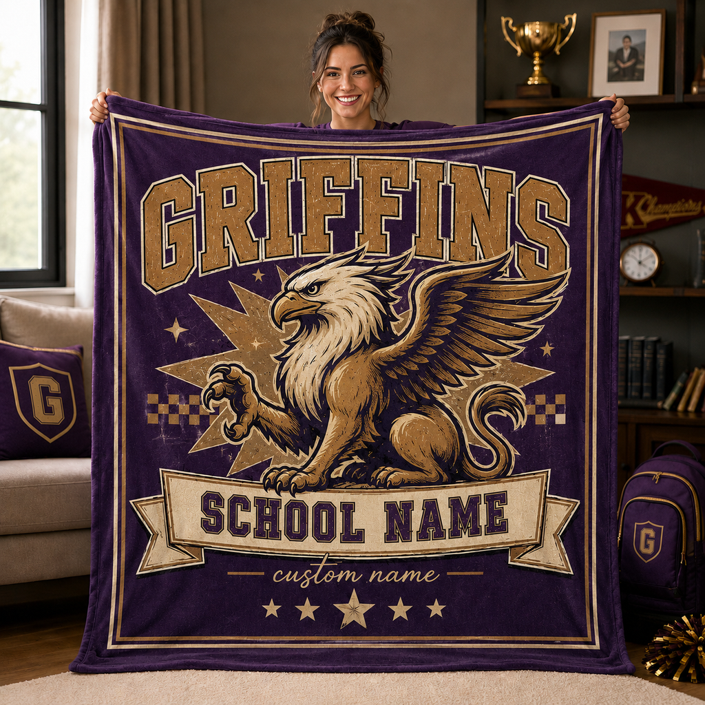 Personalized Mascot Shield Fleece Blanket, Game Day Stadium Throw