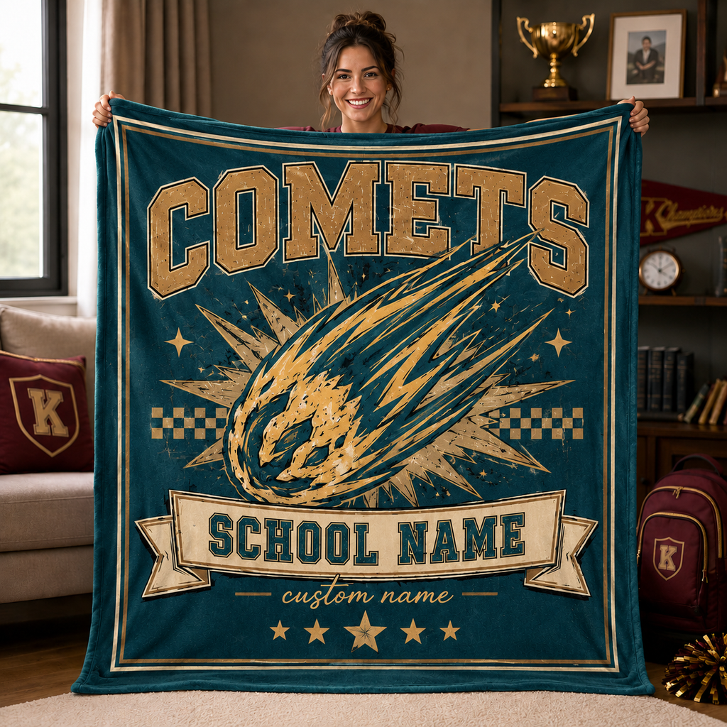 Personalized Mascot Shield Fleece Blanket, Game Day Stadium Throw