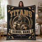 Personalized Mascot Laurel Wreath Blanket, Custom Campus Pride Fan Gift