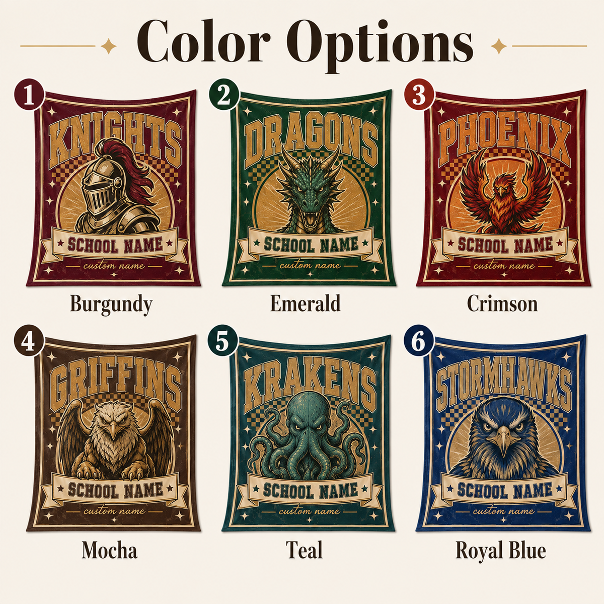 Personalized Mascot Arch Throw Blanket, Custom Campus Pride Fan Gift