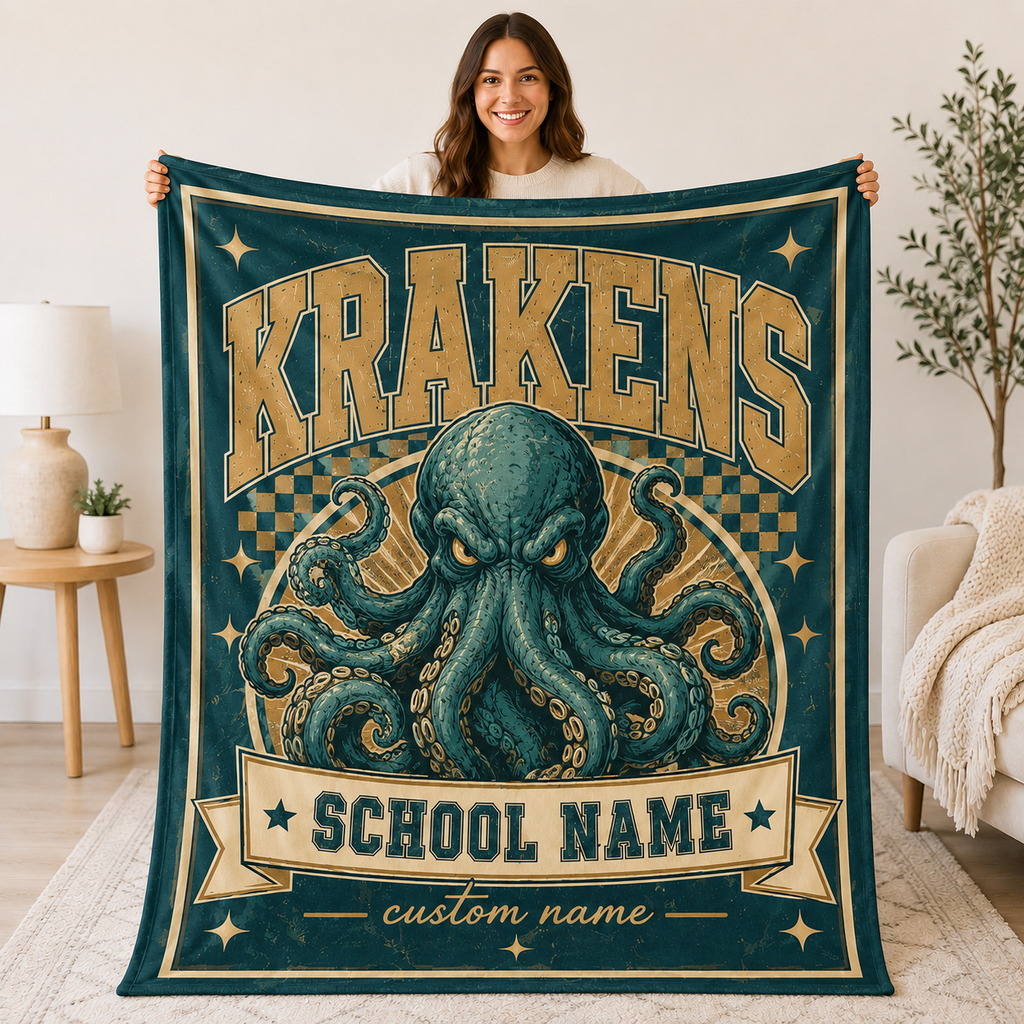 Personalized Mascot Arch Throw Blanket, Custom Campus Pride Fan Gift