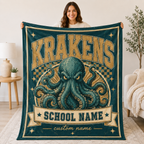 Personalized Mascot Arch Throw Blanket, Custom Campus Pride Fan Gift