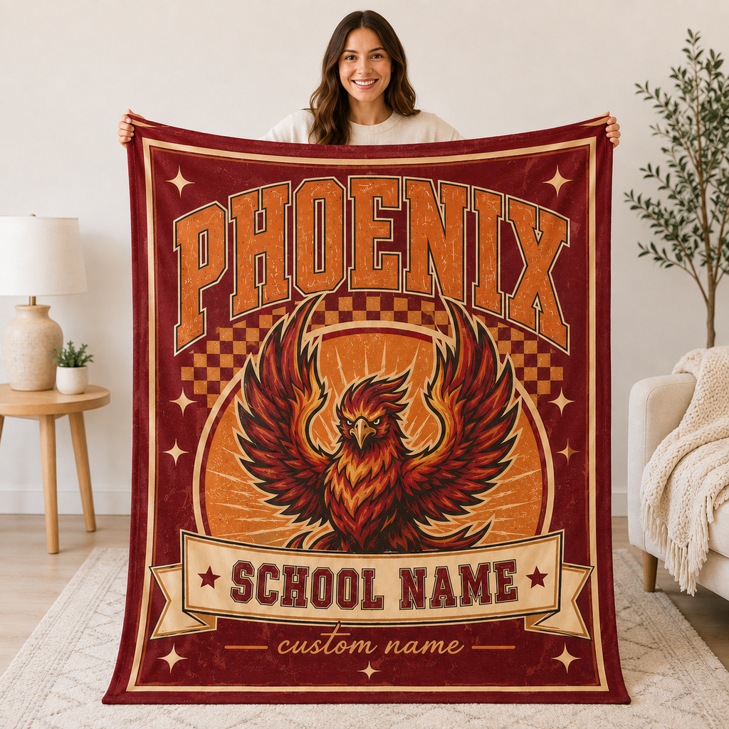 Personalized Mascot Arch Throw Blanket, Custom Campus Pride Fan Gift