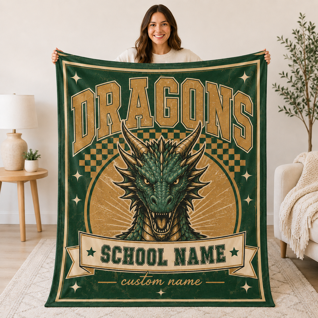 Personalized Mascot Arch Throw Blanket, Custom Campus Pride Fan Gift