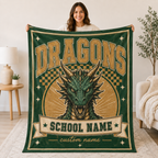 Personalized Mascot Arch Throw Blanket, Custom Campus Pride Fan Gift