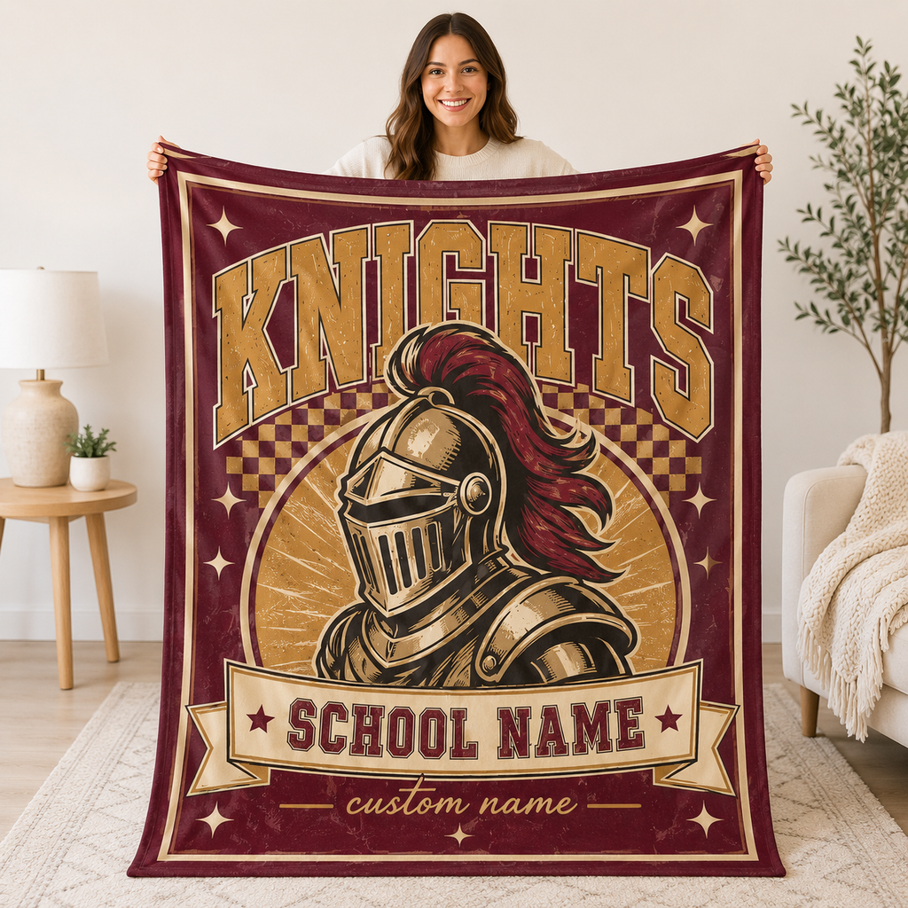 Personalized Mascot Arch Throw Blanket, Custom Campus Pride Fan Gift