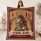 Personalized Mascot Arch Throw Blanket, Custom Campus Pride Fan Gift
