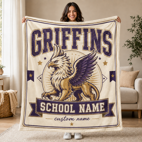 Custom Collegiate Emblem Fleece Blanket, Game Day Mascot Stadium Throw