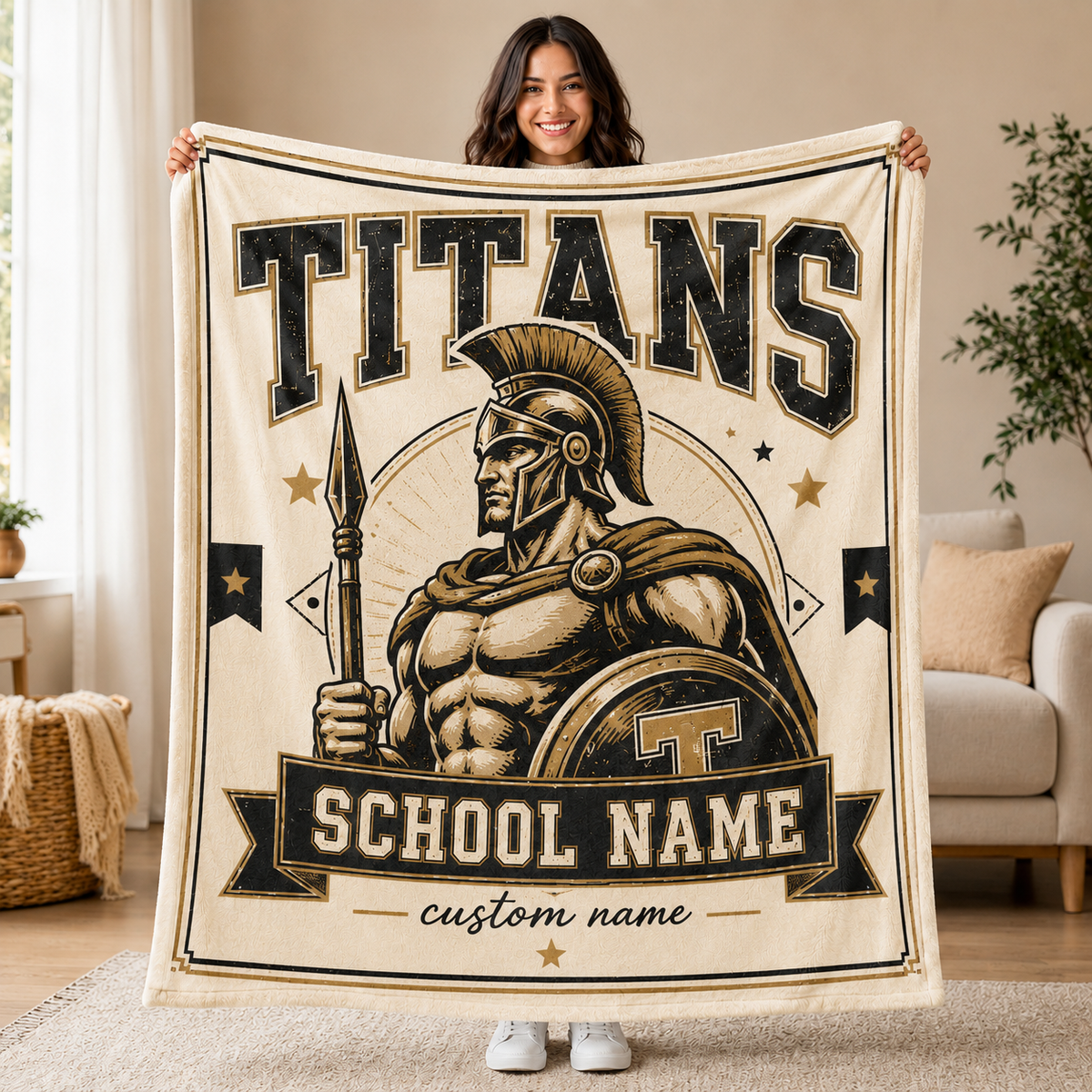 Custom Collegiate Emblem Fleece Blanket, Game Day Mascot Stadium Throw