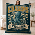 Personalized Checkered Mascot Throw Blanket, Custom Campus Pride Fan Gift