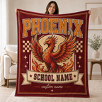 Personalized Checkered Mascot Throw Blanket, Custom Campus Pride Fan Gift