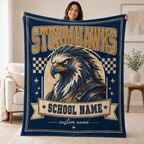 Personalized Checkered Mascot Throw Blanket, Custom Campus Pride Fan Gift