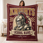 Personalized Checkered Mascot Throw Blanket, Custom Campus Pride Fan Gift