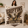 Personalized Varsity Banner Throw Blanket, Proud School Spirit Fan Gift