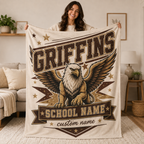Personalized Varsity Banner Throw Blanket, Proud School Spirit Fan Gift