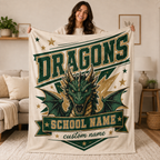Personalized Varsity Banner Throw Blanket, Proud School Spirit Fan Gift