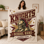 Personalized Varsity Banner Throw Blanket, Proud School Spirit Fan Gift