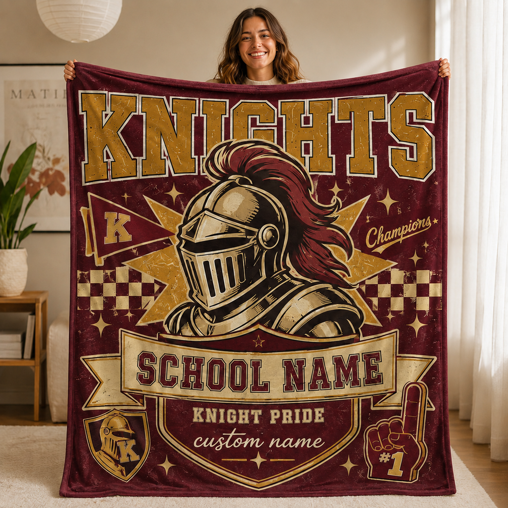 Personalized Mascot Bleacher Blanket, Game Day School Spirit Stadium Throw