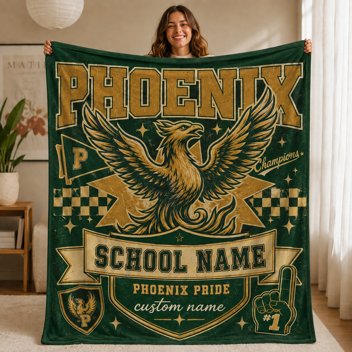 Personalized Mascot Bleacher Blanket, Game Day School Spirit Stadium Throw