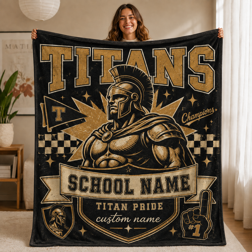Personalized Mascot Bleacher Blanket, Game Day School Spirit Stadium Throw