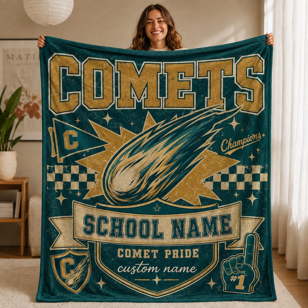 Personalized Mascot Bleacher Blanket, Game Day School Spirit Stadium Throw