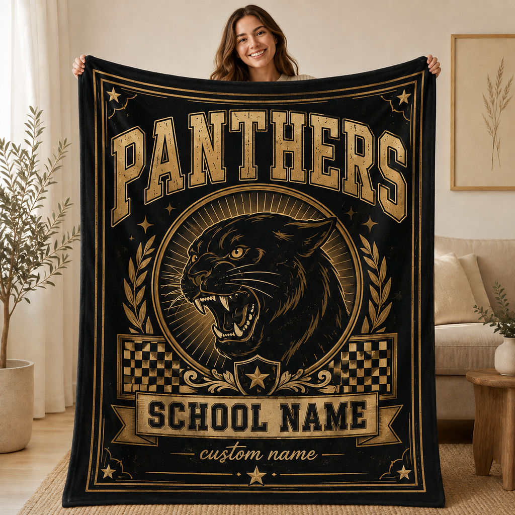 Personalized Mascot Medallion Blanket, Custom Campus Pride Fan Gift