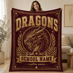 Personalized Mascot Medallion Blanket, Custom Campus Pride Fan Gift