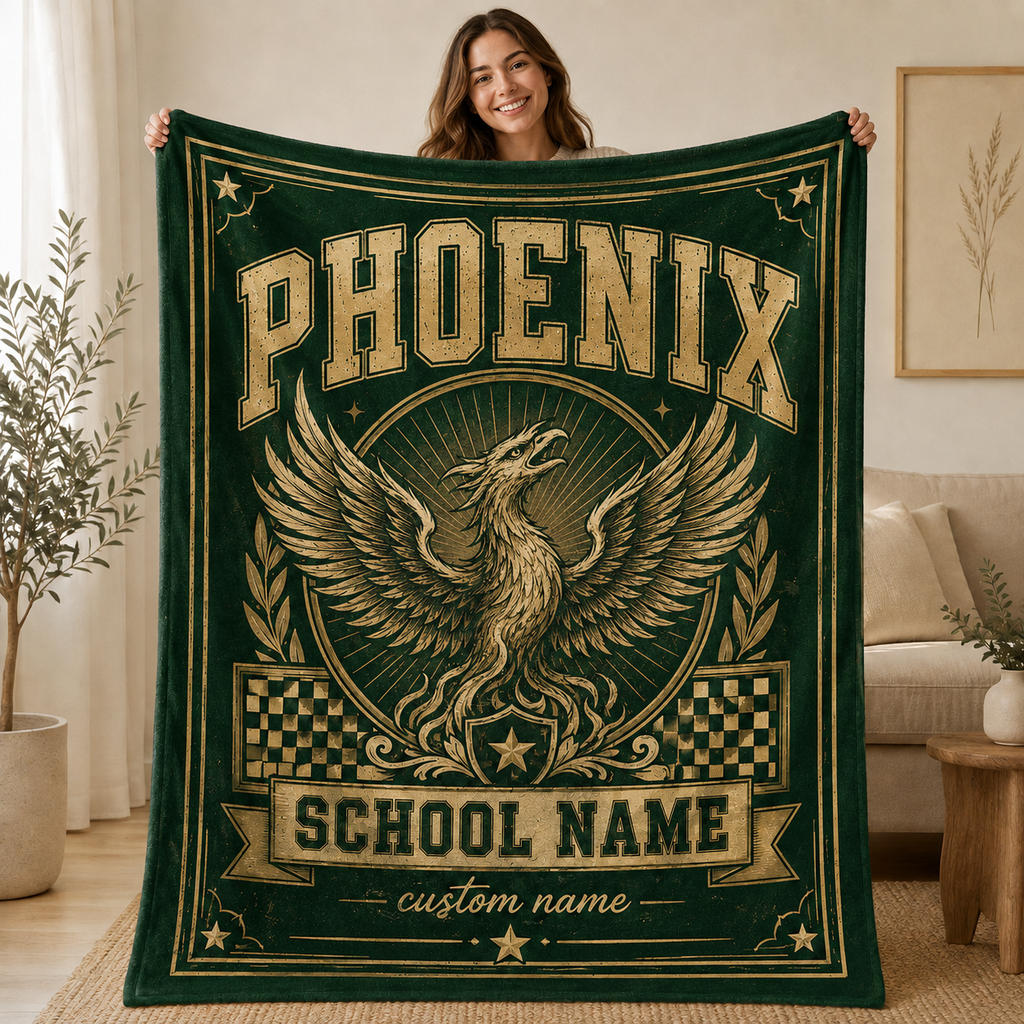 Personalized Mascot Medallion Blanket, Custom Campus Pride Fan Gift