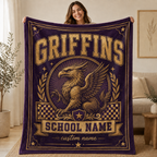 Personalized Mascot Medallion Blanket, Custom Campus Pride Fan Gift