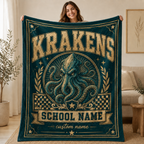 Personalized Mascot Medallion Blanket, Custom Campus Pride Fan Gift