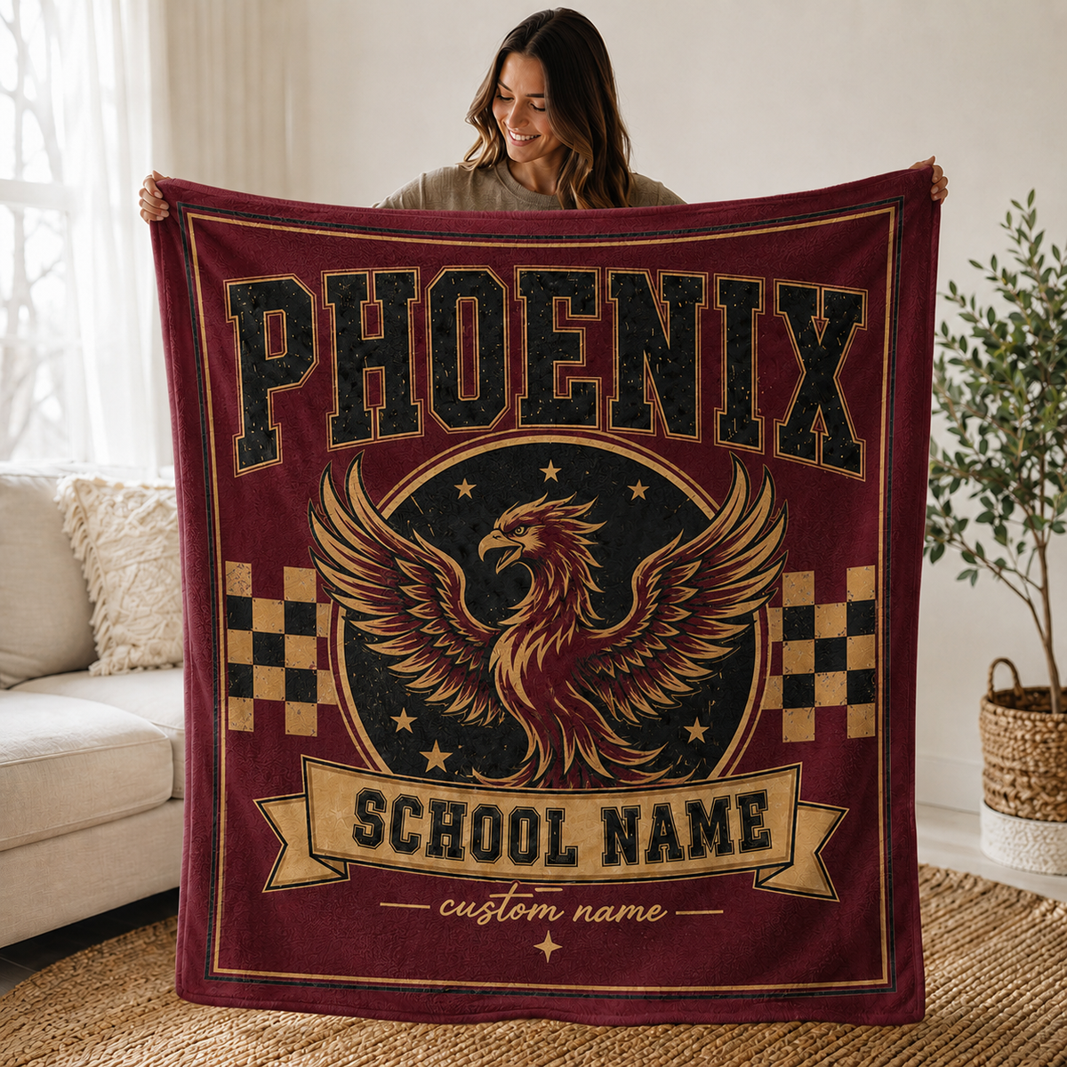 Personalized Collegiate Seal Fleece Blanket, Game Day Stadium Throw