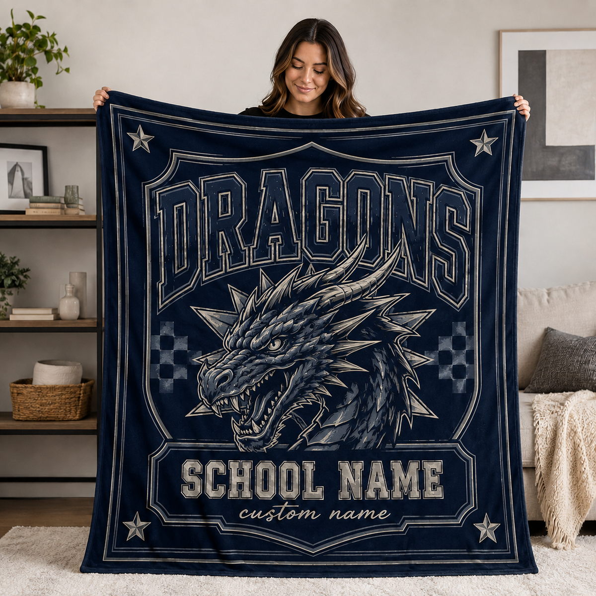 Custom Checkered Spirit Fleece Blanket, Game Day Stadium Throw
