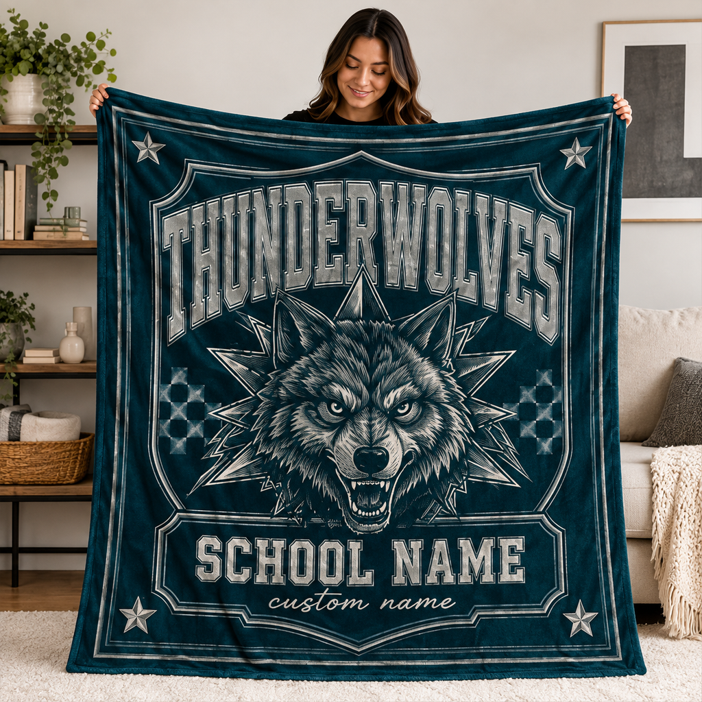 Custom Checkered Spirit Fleece Blanket, Game Day Stadium Throw