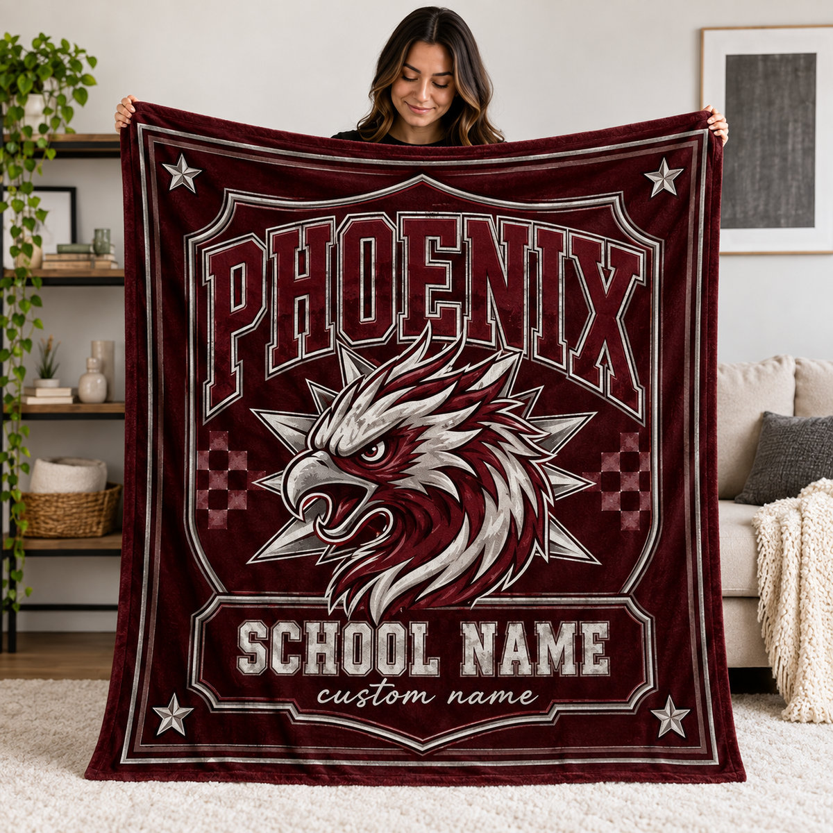 Custom Checkered Spirit Fleece Blanket, Game Day Stadium Throw