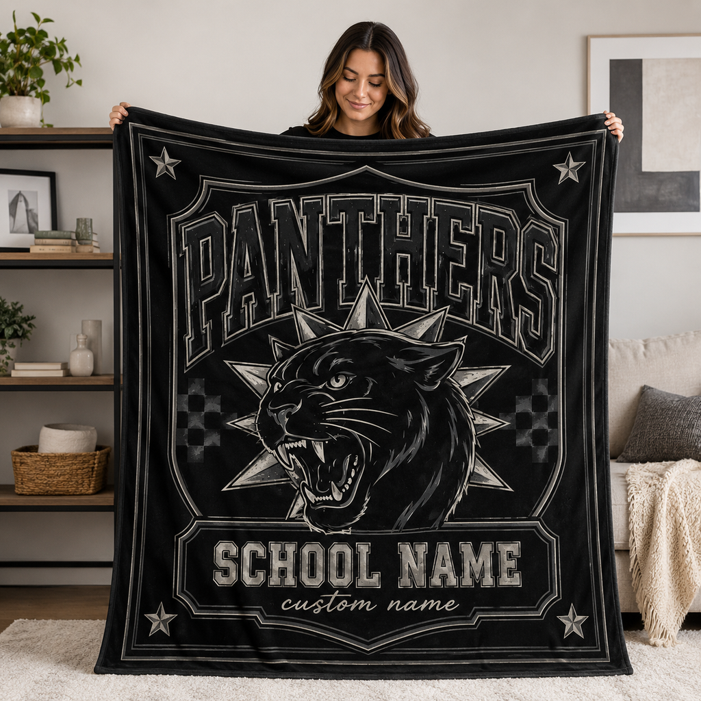 Custom Checkered Spirit Fleece Blanket, Game Day Stadium Throw
