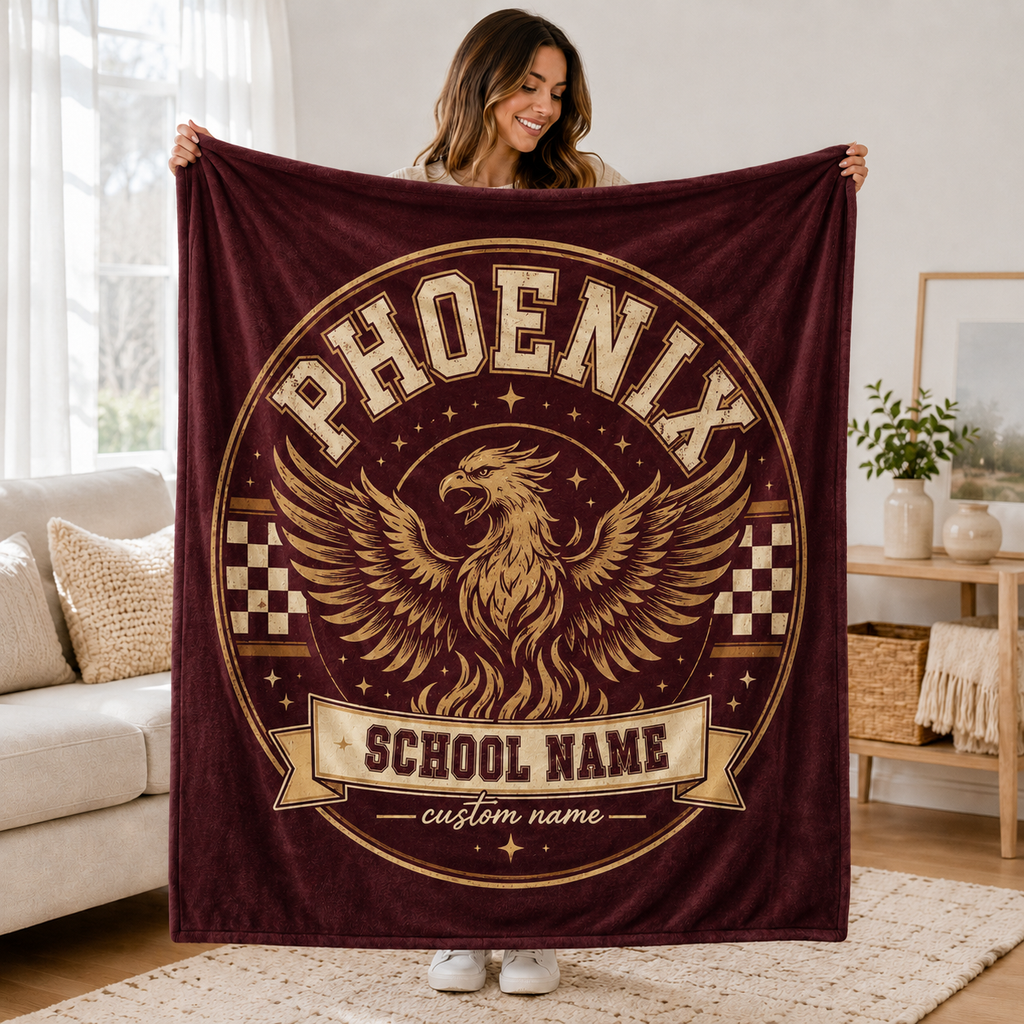 Personalized Vintage Mascot Blanket, Game Day Stadium Throw