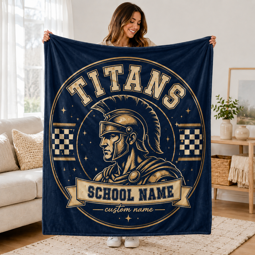 Personalized Vintage Mascot Blanket, Game Day Stadium Throw