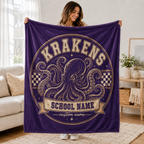 Personalized Vintage Mascot Blanket, Game Day Stadium Throw