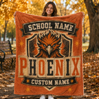 Personalized Mascot Banner Shield Blanket, Custom Campus Fan Gift
