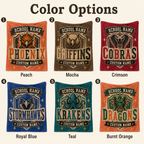 Personalized Mascot Banner Shield Blanket, Custom Campus Fan Gift