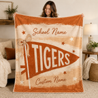 Personalized School Pennant Fleece Blanket, Custom Campus Fan Gift