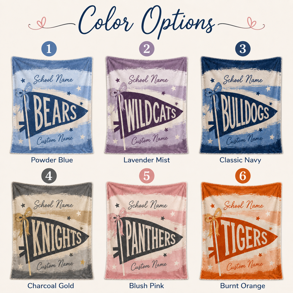 Personalized School Pennant Fleece Blanket, Custom Campus Fan Gift