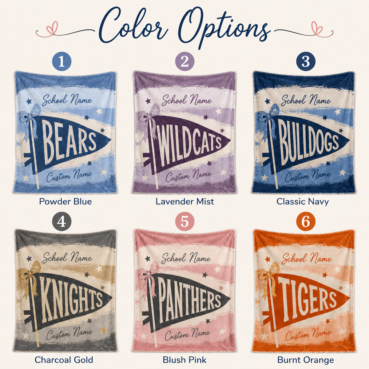 Personalized School Pennant Fleece Blanket, Custom Campus Fan Gift