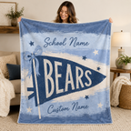 Personalized School Pennant Fleece Blanket, Custom Campus Fan Gift