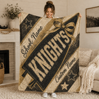 Personalized Pennant Mascot Fleece Blanket, Game Day Stadium Throw
